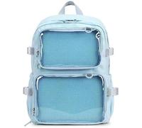 YeGang Ita Bag con ventanas transparentes para mujeres y adolescentes, exhibición de pines Kawaii JK, mochila, linda, estética, gran bolsa escolar, mochila casual para el día a día, bolsa de libros
