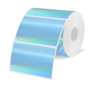 YEGAWEN Etiquetas térmicas holográficas de 3 x 2 pulgadas, etiquetas térmicas azules, calcomanías térmicas con purpurina arcoíris para precio, código de barras, correo, nombre, diseño de logotipo