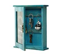 Yeglg Cajas para llaves de pared, de madera, armario de almacenamiento de llaves con seis ganchos, armario retro para llaves, accesorios de decoración del hogar