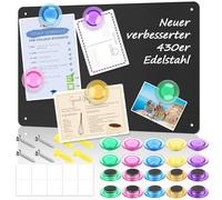 Yegookay 42x30cm 430 Pizarra Blanca Magnética con 20 Imanes Multifuncional Moderna Chapa acero Inoxidable Whiteboard Placa para Hogar Oficina Aula Duradero Fácil Instalación (Negro Mate)
