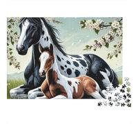 Yegua Appaloosa Potrillo Puzzle de 1000 Piezas para Adultos Papel Relajante Regalo Familia Hogar 38x26cm/1000pcs