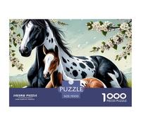Yegua manchada y Potro Puzzle para Adultos Puzzle de 1000 Piezas Cartón Escena campestre primaveral Relajación Enfoque Interacción Familiar Regalo Decoración hogar 70x50cm/1000pcs