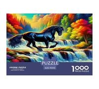 Yegua Negra 1000 Piezas De Rompecabezas para Adultos, Puzzle Cascada de Bosque Colorida Adultos, Juego Didáctico Decoración para El Hogar 70x50cm/1000pcs