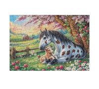 Yegua y Potro bajo Las Flores Puzzles 300 Piezas Maquetas 3D Construir Sin Pegamento Rompecabezas Educativo para Familia Desafío Intelectual Decoración Hogar 300 PCS