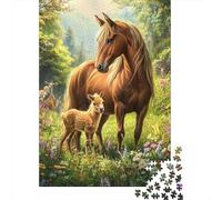 Yegua y Potro en Bosque Puzzle de 1000 Piezas Papel Puzzle para Adultos Paisaje Natural Puzzle para Toda la Familia Relajación Decoración Regalo Hogar 52x38cm/1000pcs