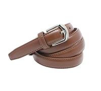 YEHMAN Cinturón clásico fino para mujer de 2 cm, en cuero de vaquilla, ajustable, de 120 cm de largo, marrón oscuro, 120 cm