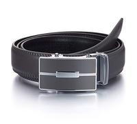 YEHMAN - Cinturón sin agujero de piel con cierre automático de cremallera de 3 cm para hombre, 505 Gris, Taille 48/ 120 cm