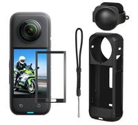 YEHOLDING Kit de accesorios 4 en 1 compatible con Insta 360 X4, con funda de silicona para cámara y tapa de objetivo, protectores de pantalla, resistente a los arañazos para accesorios insta360 x4