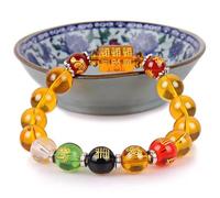 YEHUDAF LEE Feng Shui - Pulsera de perlas chinas, Pi Xiu, pulsera de riqueza de obsidiana con amuleto tallado a mano para la suerte y la riqueza, Eine Grösse, Acrílico, acero inoxidable