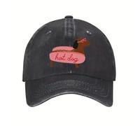 YEHWHCOAO Gorra de béisbol Hot Dog Dachshund con Estampado gráfico Mono de poliéster Desgastado Casual Unisex Ajustable