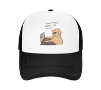 YEHWHCOAO Gracioso Golden Retriever Trabajando No sé qué Hago Gorras de béisbol de Malla para Senderismo Hombres, Gorra de Playa Personalizada Gorra de apunte para Mujeres
