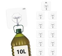 YEibi 12 Ganchos Adhesivos Grandes Resistentes 10kg, Ganchos Adhesivos Para Pared, Colgadores Autoadhesivos de Alta Resistencia, Ganchos XL Sin Perforaciones, Para Toalla, Perchas, Sin Taladro