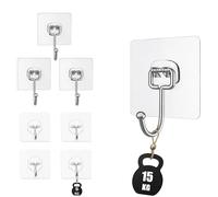 YEibi Ganchos Adhesivos Grandes 4 + 4 Pequeños, Colgadores Adhesivos Resistentes hasta, Ganchos para Pared, Gancho de Acero Duradero, Multiusos para Colgar en Baño, Cocina y Hogar
