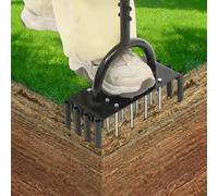 YEITBY Aireador de césped 2 en 1, aireador manual para césped, aireador manual con 16 picos de hierro, escarificador de mano resistente, aireación de césped para suelos compactados, odenbelüftung