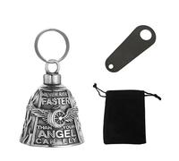 YEJAHY Campana de la Suerte para Motocicleta, Guardian Bell de Ángel, Amuleto de Protección para Moteros y Ciclistas con Llavero y Bolsa de Regalo - Accesorios de Moto