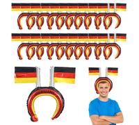 YEJAHY Juego de 20 diademas con bandera de Alemania, hinchables, para el Mundial de la Copa del Mundo, accesorios decorativos de Alemania, color negro, rojo y dorado