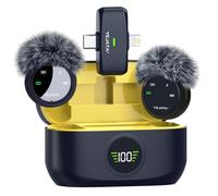 YEJATA Micrófono inalámbrico 2 en 1 para iPhone y Android, Mini micrófono con reducción de Ruido, Estuche de Carga de 40 Horas, Solapa magnética y Abrazadera para entrevistas, Alcance de 25 Metros.