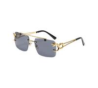 YEJBBUC Gafas de sol rectangulares sin marco, para viajar, a la moda, 400 fiestas, sin montura y color negro y gris, negro/gris, multi