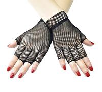 YEJBBUC Guantes de red de pesca negros para adultos, guantes de cosplay, suministros de fiesta de club nocturno