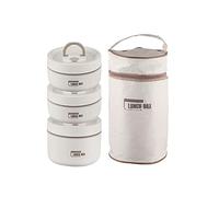 YEJBBUC Juego de fiambrera portátil con tapa hermética, lonchera aislada para alimentos, 3 piezas, color blanco, 3 piezas