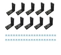 YEJIANGHUA 10 Uds 2020 2040 4040 soporte de esquina en forma de L conector de 90 grados con tuercas en T y tornillo hexagonal apto for perfil de extrusión de aluminio Natural(2020 4Holes Black)