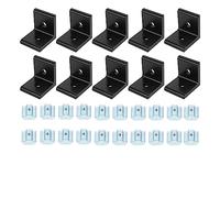 YEJIANGHUA 10 Uds 2020 2040 4040 soporte de esquina en forma de L conector de 90 grados con tuercas en T y tornillo hexagonal apto for perfil de extrusión de aluminio Natural(4040 2Holes Black)