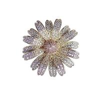 YEJIANGHUA Bonitos broches de plantas, alfileres de circonia cúbica amarilla y broche, flor de Margarita, broches de circón, suéter, bufanda, accesorios, joyería Natural(AM-B20121002-Y)