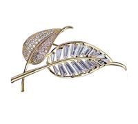 YEJIANGHUA Broche elegante de hojas de circón cúbico for joyería de mujer, broches de hoja hueca CZ, alfileres, accesorios for abrigos, regalo de Año Nuevo Natural