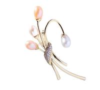 YEJIANGHUA Broches de circón de perlas de agua dulce simples moda elegante Pin traje chaqueta accesorios de joyería ramillete de hombres Natural