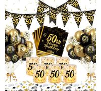 YEJIKJ Globos 50 Cumpleaños Hombre Mujer, Decoracion 50 Cumpleaños Feliz Oro Negro, 50 año Decoracion Cumpleaños Feliz, Globos 50 Feliz Cumpleaños Decoracion para Decoracion Cumpleaños 50 años Hombre