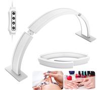 Yekavo Half Moon Nail Desk Lamp, 29,5 pulgadas plegable infinitamente regulable, brillo 3360 lúmenes, luz LED para uñas, manicura escritorio luz para pestañas Tech, cosméticos, tatuajes, cejas (blanco