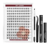 Yekavo Natural-DF09 - Juego de extensiones de pestañas naturales, 144 unidades, juego de extensiones de pestañas con lazo y sellado, removedor de pestañas, tweezers y cepillo de pestañas