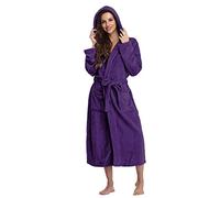 Yekdmxop Albornoz para hombre albornoz mujer algodón invierno otoño 2024 albornoz microfibra unisex unisex albornoz mujer con bolsillos capucha y cinturón bata de noche para el hogar, violeta, XL