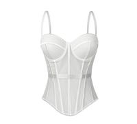 Yekdmxop Corset Malla con Ballenas y Tirantes Finos, para Noche de Brujas