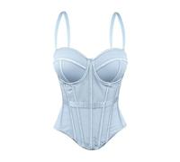 Yekdmxop Corset Malla con Ballenas y Tirantes Finos, para Noche de Brujas