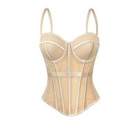 Yekdmxop Corset Malla con Ballenas y Tirantes Finos, para Noche de Brujas