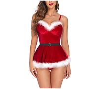 Yekdmxop Lencería de mujer seductora roja conjunto curvy sexydonna erótico íntimo seductora Babydoll completo sexy body abierto regalos conjunto caliente transparente tallas grandes camisas de noche