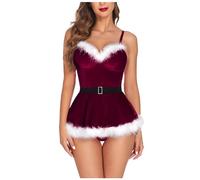 Yekdmxop Lencería de mujer seductora sexy juego rojo Babydoll transparente conjunto seductor Body íntimo Curvy Hot erótico Regalos Conjunto Ropa interior Encaje Tallas Grandes Camisas de Noche