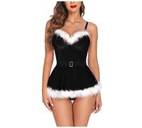 Yekdmxop Lencería de mujer seductora sexy juego rojo Babydoll transparente conjunto seductor Body íntimo Curvy Hot erótico Regalos Conjunto Ropa interior Encaje Tallas Grandes Camisas de Noche