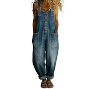 Yekdmxop Mono Mujer Elegante Estilo Vaquero sin Mangas con Bolsillo Playa Fiesta Cómodos Primavera Mono Verano Fiesta Monos de Una Pieza Casual Peto Romper Holgado Moda Casual Trabajo Bodas Verano