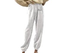 Yekdmxop Pantalones pijama franela mujer pijama de mujer invierno oferta pijama pantalón largo Navidad ligero pantalones pesados peludos pantalones cómodos pantalones fiesta elegantes, Color blanco.,