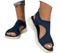 Yekdmxop Sandalias de mujer de verano cómodas ortopédicas zapatos ortopédicas punta abierta con cuña sandalia de verano antideslizante zapatillas malla transpirable planta ancha casual deportivas