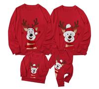 Yekdmxop Sudaderas Navidad Familiares Invierno Jerséis Elfo Xmas Talla Grande Tops Manga Larga Natal Sweater Camiseta Navidad Familia Baratos Pullover Pijama Familiar a Juego Camiseta Navideño D1
