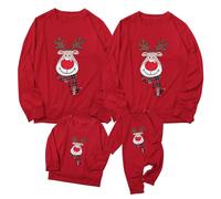 Yekdmxop Sudaderas Navidad Familiares Invierno Jerséis Elfo Xmas Talla Grande Tops Manga Larga Natal Sweater Camiseta Navidad Familia Baratos Pullover Pijama Familiar a Juego Camiseta Navideño D1