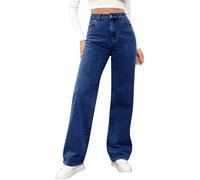 Yekdmxop Vaqueros Mujer Rectos Talle Alto Push Up Pantalones Vaqueros Anchos Talle Alto con Bolsillos Jeans Mujer Anchos Talla Grande Vintage Classico Pantalon Denim Streetwear