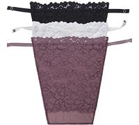 YEKEYI 3 piezas de escote para mujer, camisola de encaje con clip de clip con inserto de sostén superpuesto, chaleco de panel modesto, Negro Blanco Kha, 36