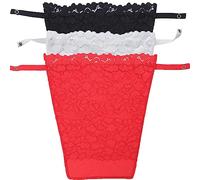 YEKEYI 3 piezas de escote para mujer, camisola de encaje con clip de clip con inserto de sostén superpuesto, chaleco de panel modesto, negro, blanco, rojo, 36