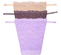 YEKEYI Camisola de encaje para mujer, 3 piezas, camisola de encaje con clip, brasier con solapa, chaleco de panel modesto, Beige Khakoi Purple, 36