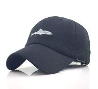 YEKEYI Gorra de béisbol unisex con bordado de tiburón y algodón lavado de mezclilla ajustable - Negro - talla única
