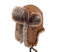 YEKEYI Gorro de trampero de invierno, sombrero ruso para hombre y mujer, sombrero de piel con pelo sintético de conejo, gorro de aviador con orejeras, sombrero a prueba de viento, marrón, Talla única